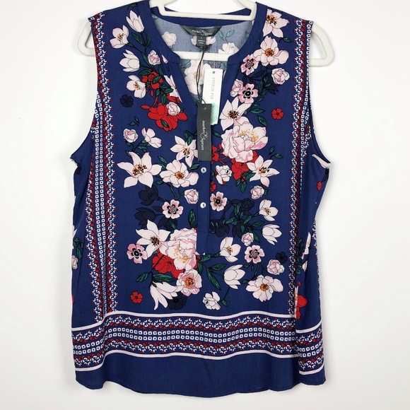 NWT Market and Spruce Stitch Fix Floral Tank Large - Picture 6 of 8